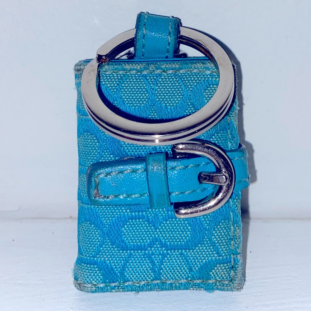 COACH vintage picture frame keychain in turquoise